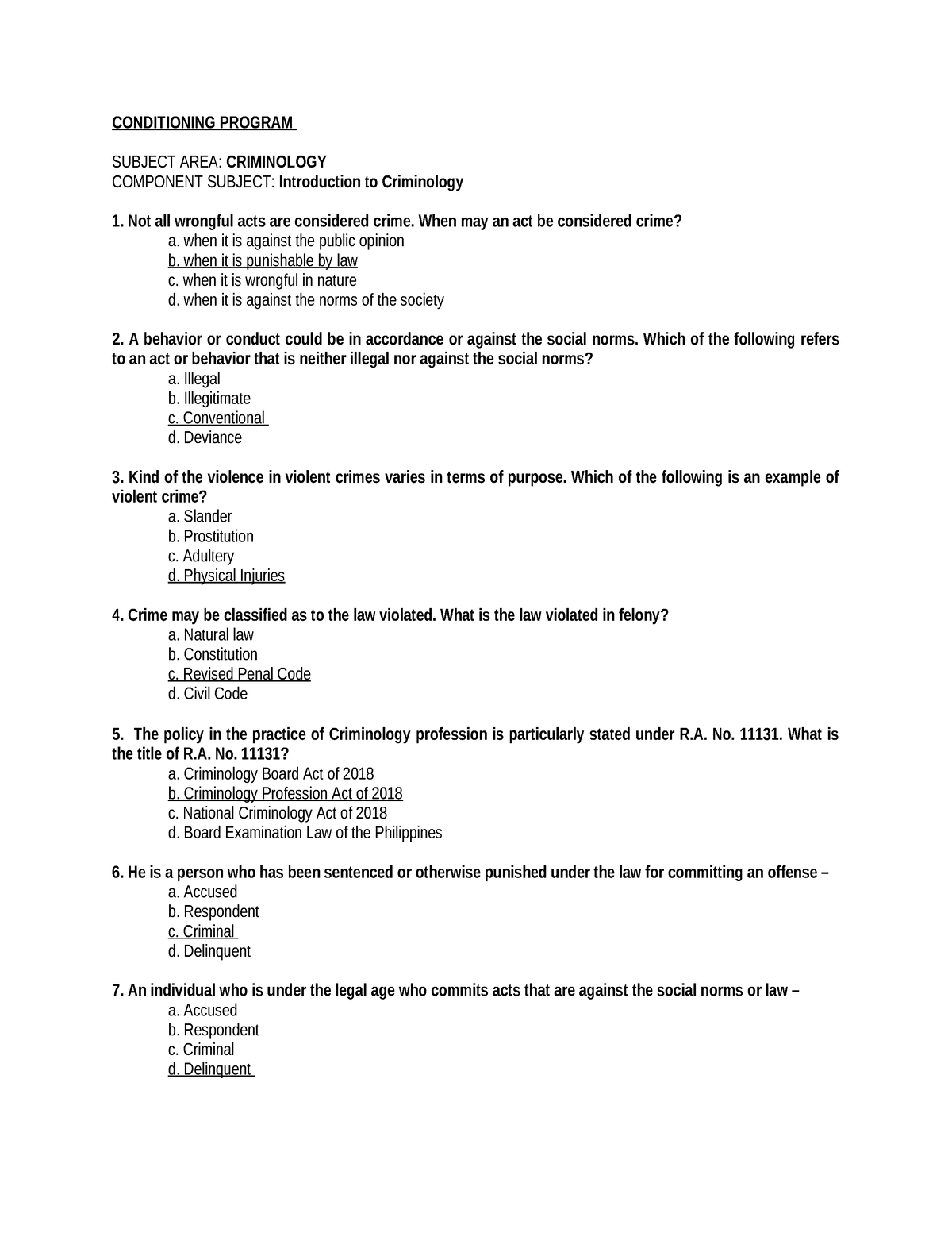 criminological research questions and answers