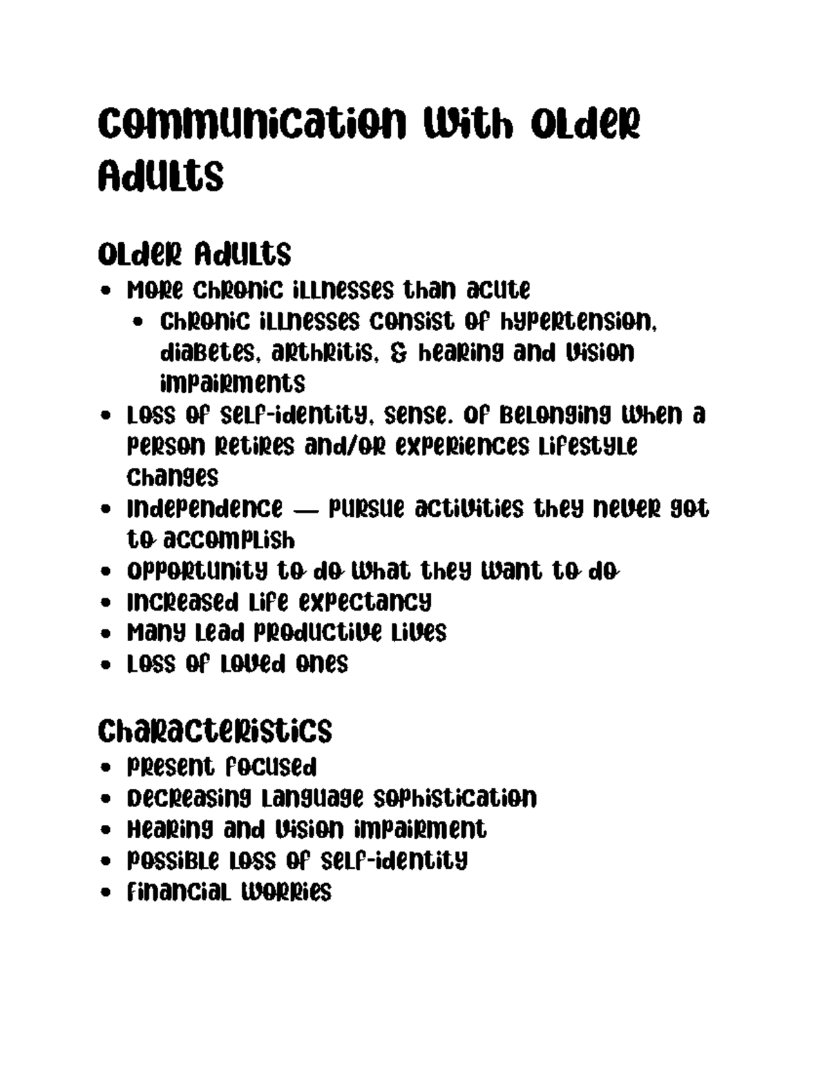 Communication With Older Adults Communication With Older Adults Older