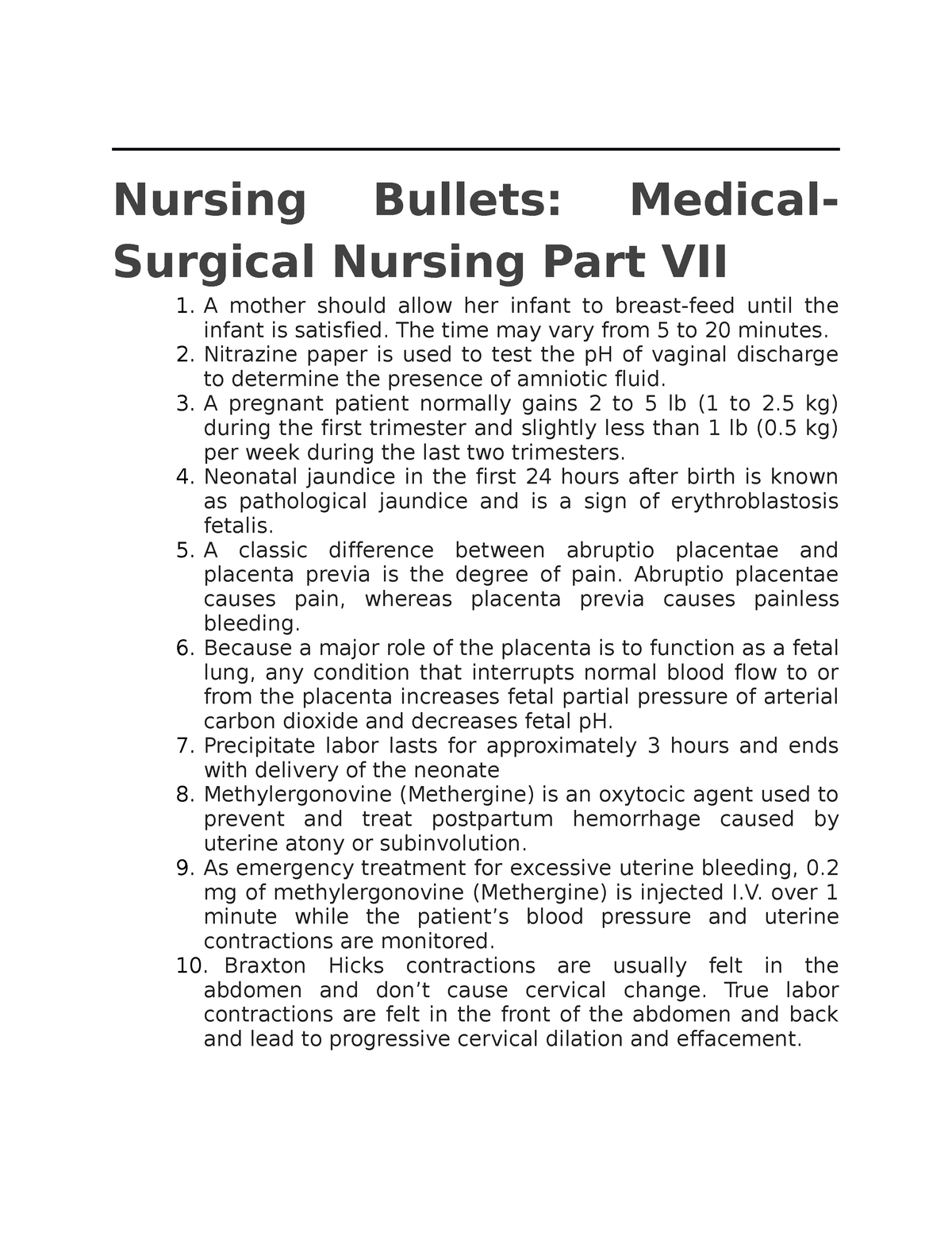 Medical Surgical Nursing 7 Bullets - Nursing Bullets: Medical- Surgical ...