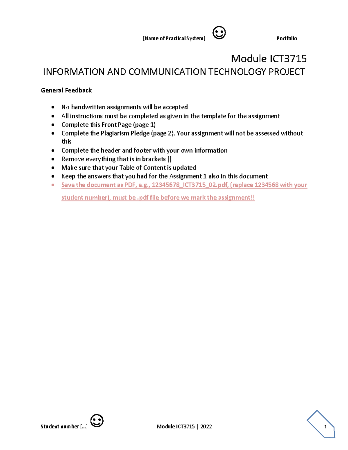 Assignment 2 General Feedback - Module ICT INFORMATION AND ...
