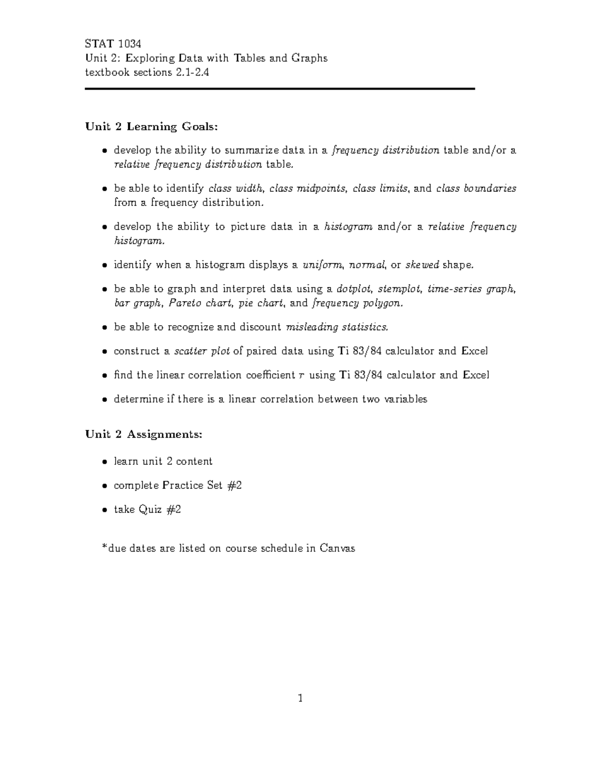 Unit2Notes Template Stats - STAT 1034 Unit 2: Exploring Data with ...