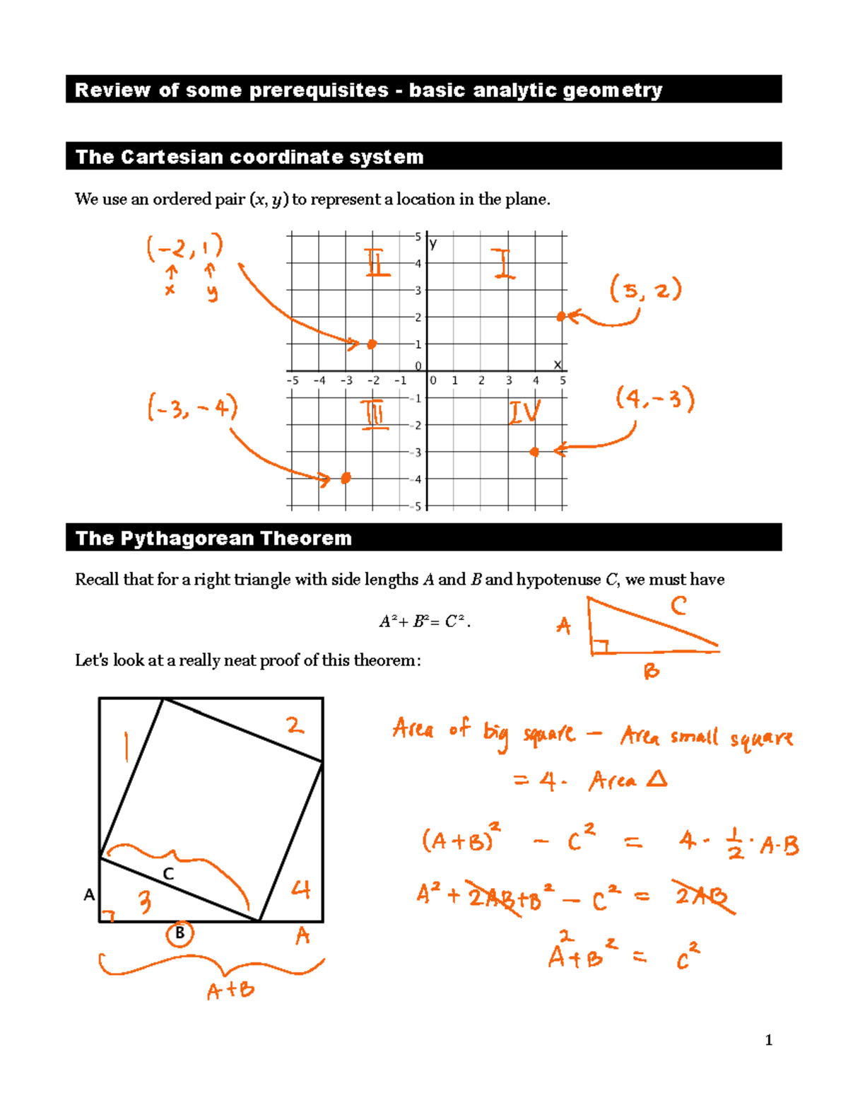 120 15F prerequisitereview geometry 1 Review of some prerequisites basic analytic geometry