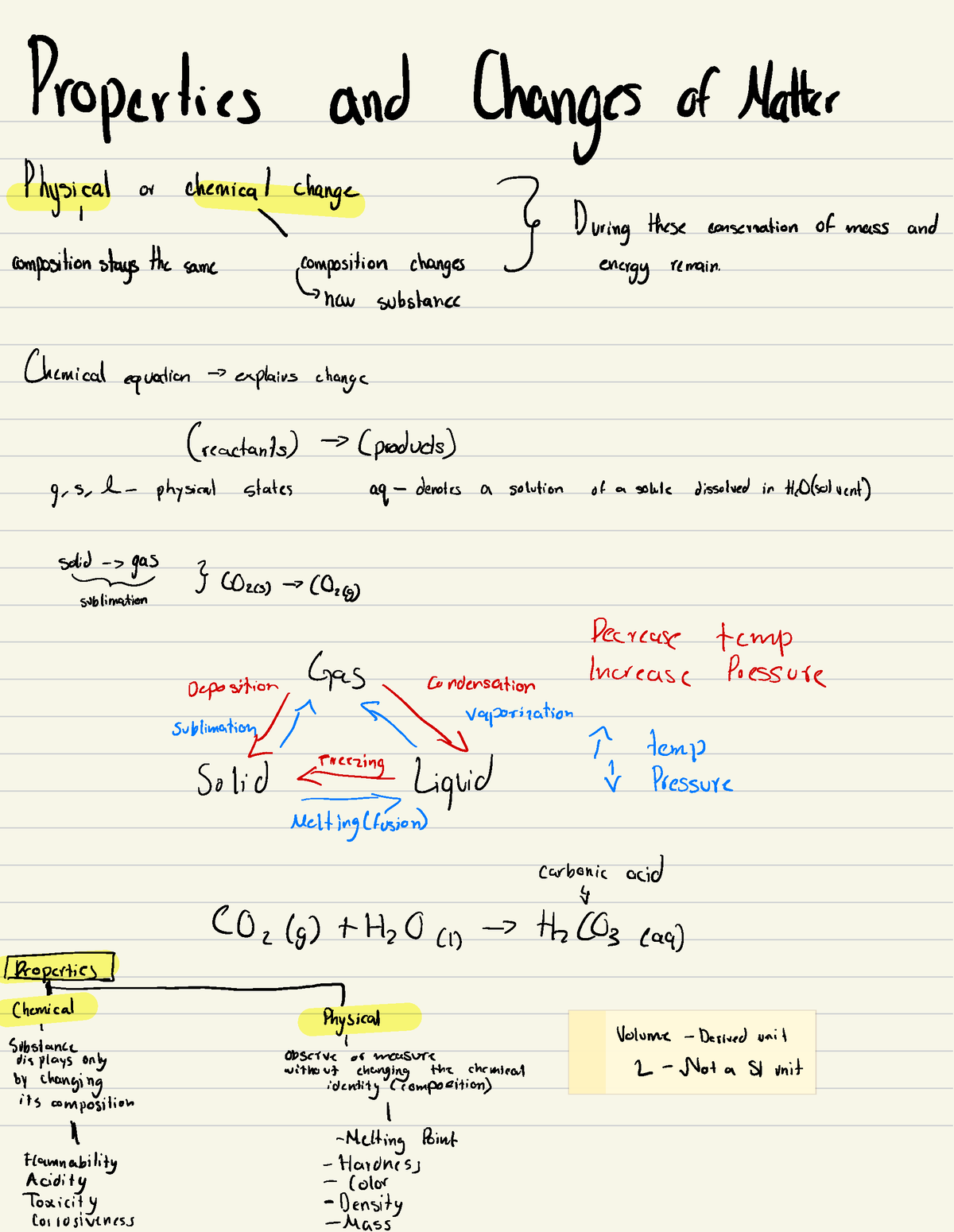 Chem Notes - Lecture Notes - Properties and Changes of Matter Physical ...