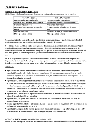 America latina y Uruguay - ECONOMÍA - AMERICA LATINA: CRECIMIENTO HACIA  AFUERA (1850 – 1930): El - Studocu