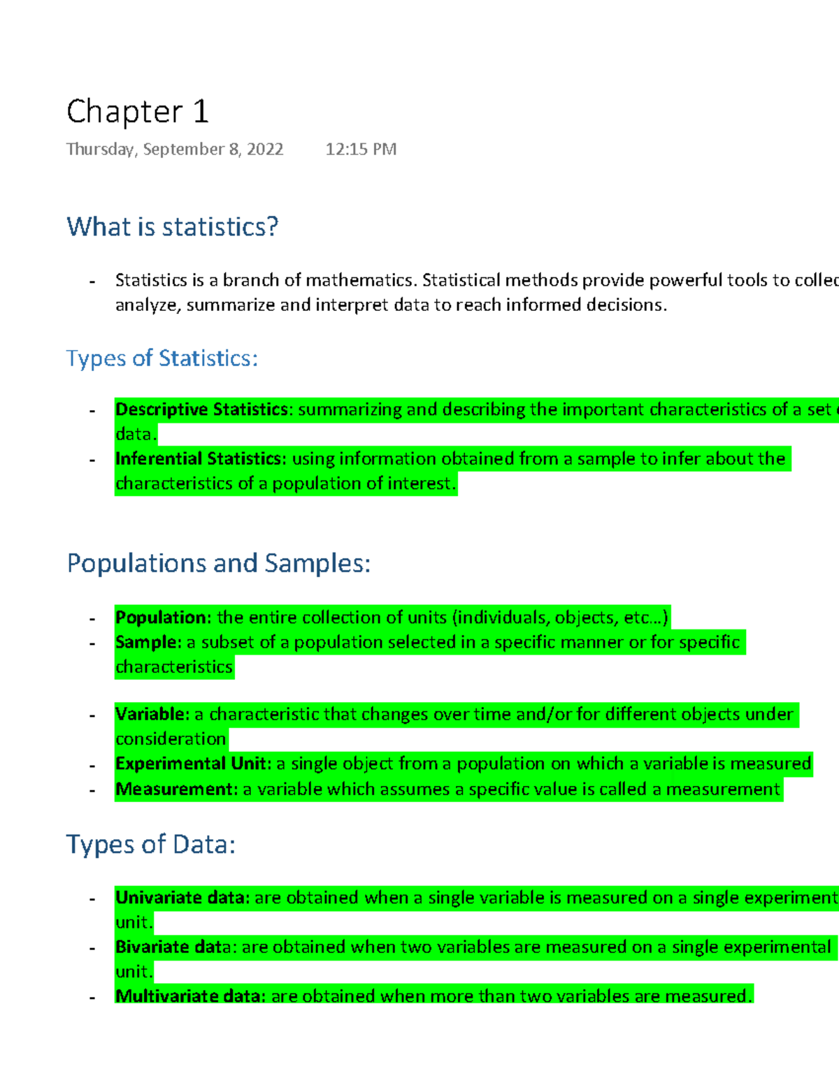 Chapter 1 - What Is Statistics? Statistics Is A Branch Of Mathematics ...