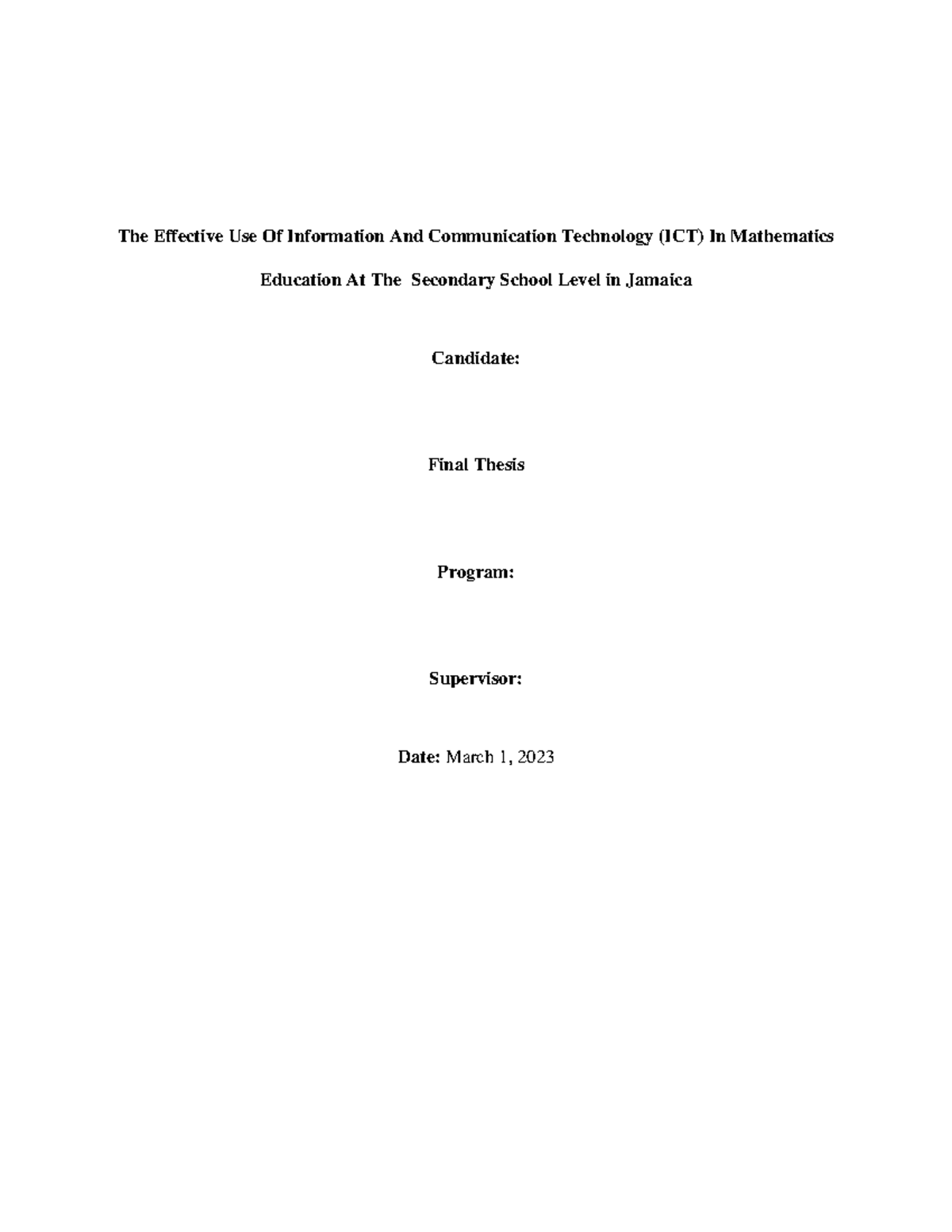 research proposal document on ict projects