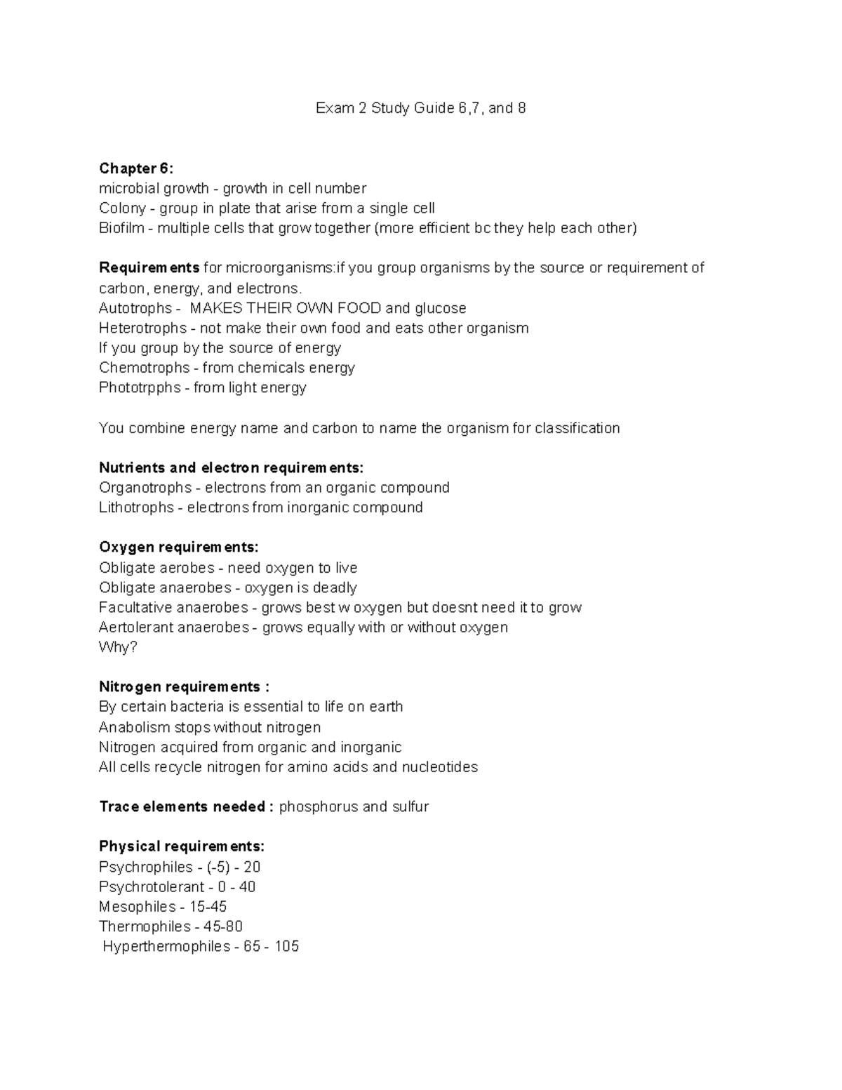 Exam 2 Study Guide Preparing For The Exam Accumulation Of Lecture