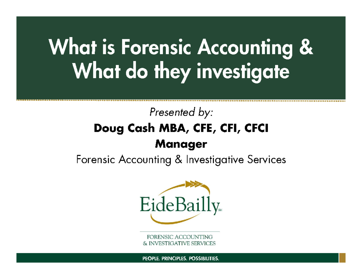 What Is Forensic Accounting 081182009 - What Is Forensic Accounting ...