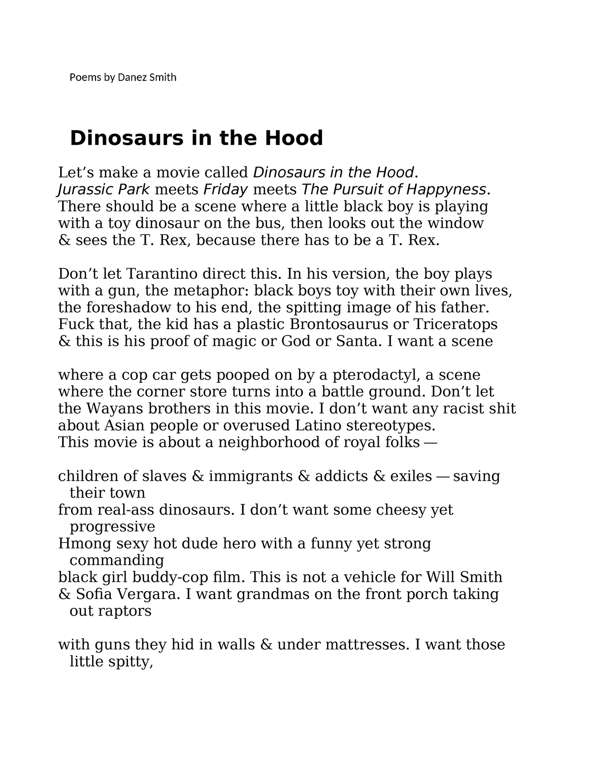 Danez Smith Poems - Tagged - Poems by Danez Smith Dinosaurs in the Hood ...