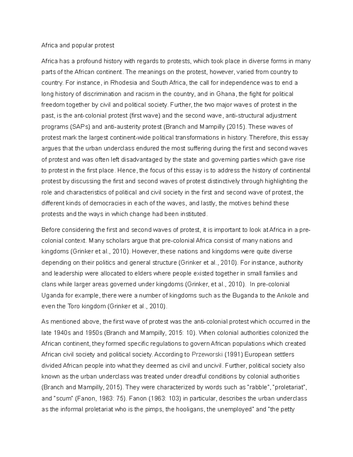 Soc-Essay 2-2017 - Popular protest in Africa - Africa and popular ...