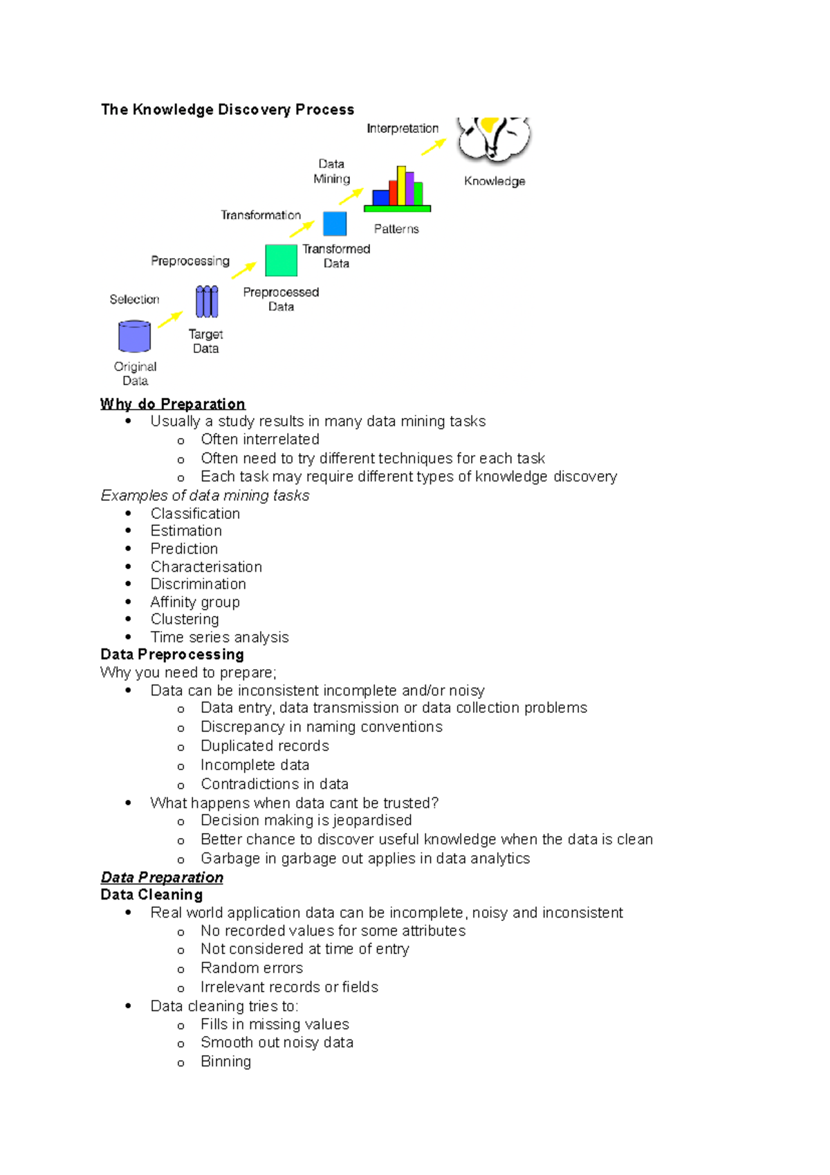 The Knowledge Discovery Process - NULL, unknown, 0) o Use the attribute ...