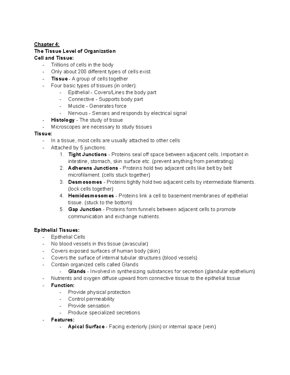 Anatomy And Physiology Lecture Notes - Week 2, Chapter 4 - Chapter 4 ...