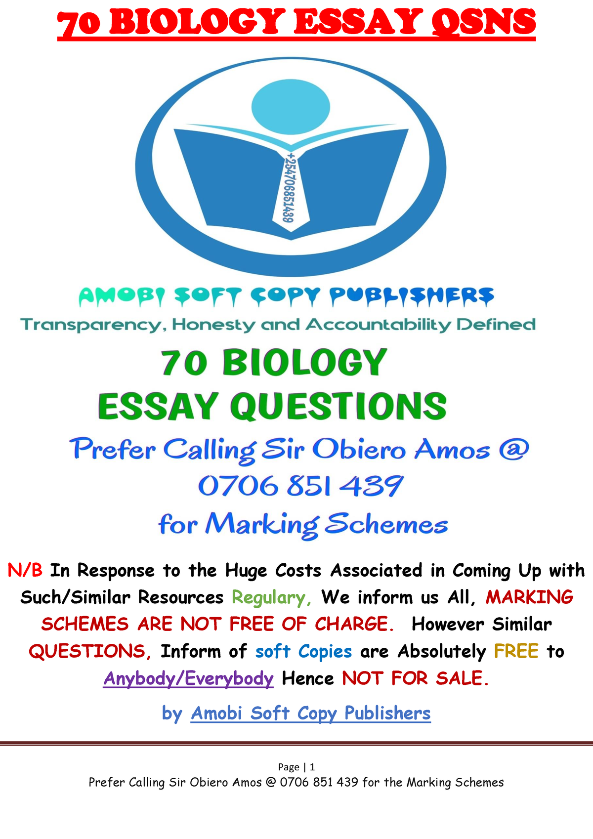 biology essays questions