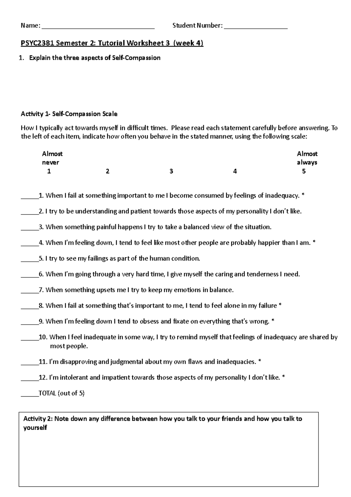 Tutorial Worksheet (Week 4) - Name ...