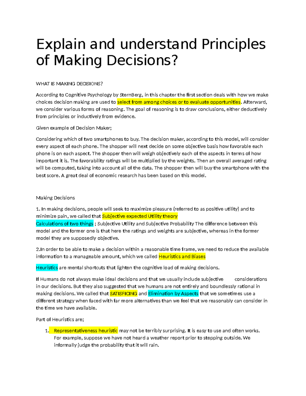 Explain and understand Principles of Making Decisions - Afterward, we ...