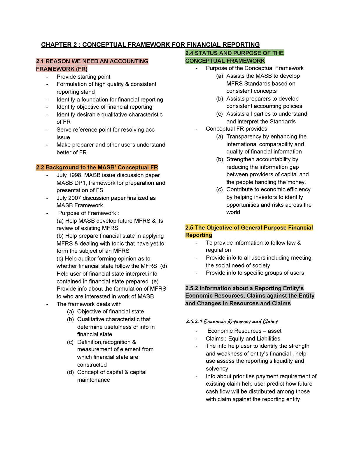 Chapter 2 Whole Notes - CHAPTER 2 : CONCEPTUAL FRAMEWORK FOR FINANCIAL ...