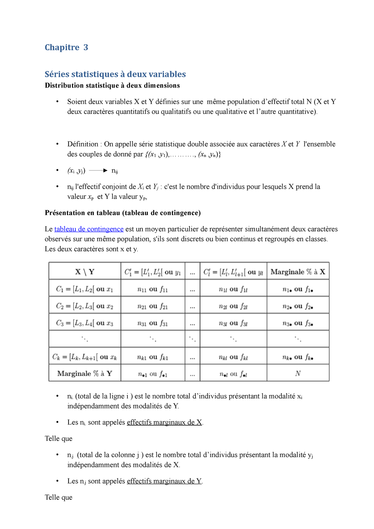 Chapitre 3 Cours Statistique - Chapitre 3 Séries Statistiques à Deux ...