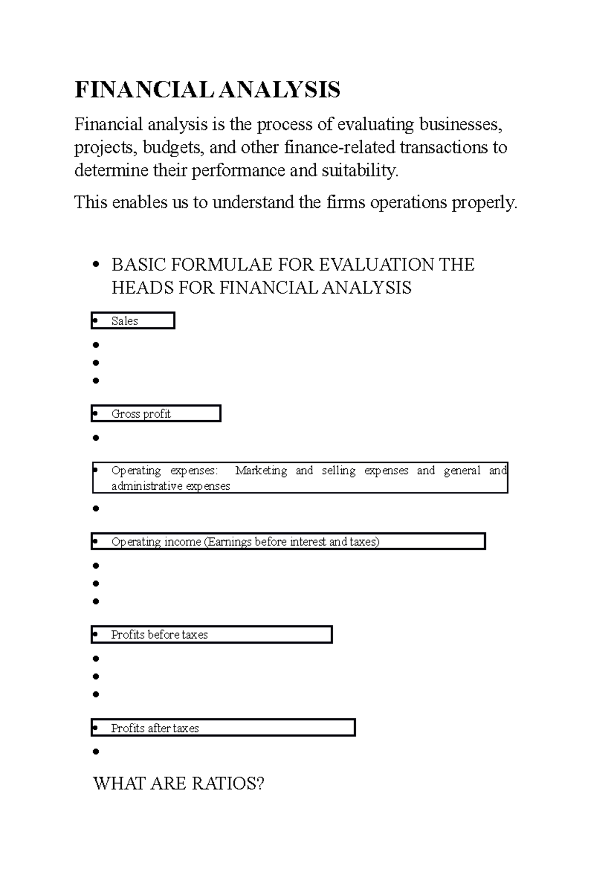 HW3 - These are notes for Financing - FINANCIAL ANALYSIS Financial ...