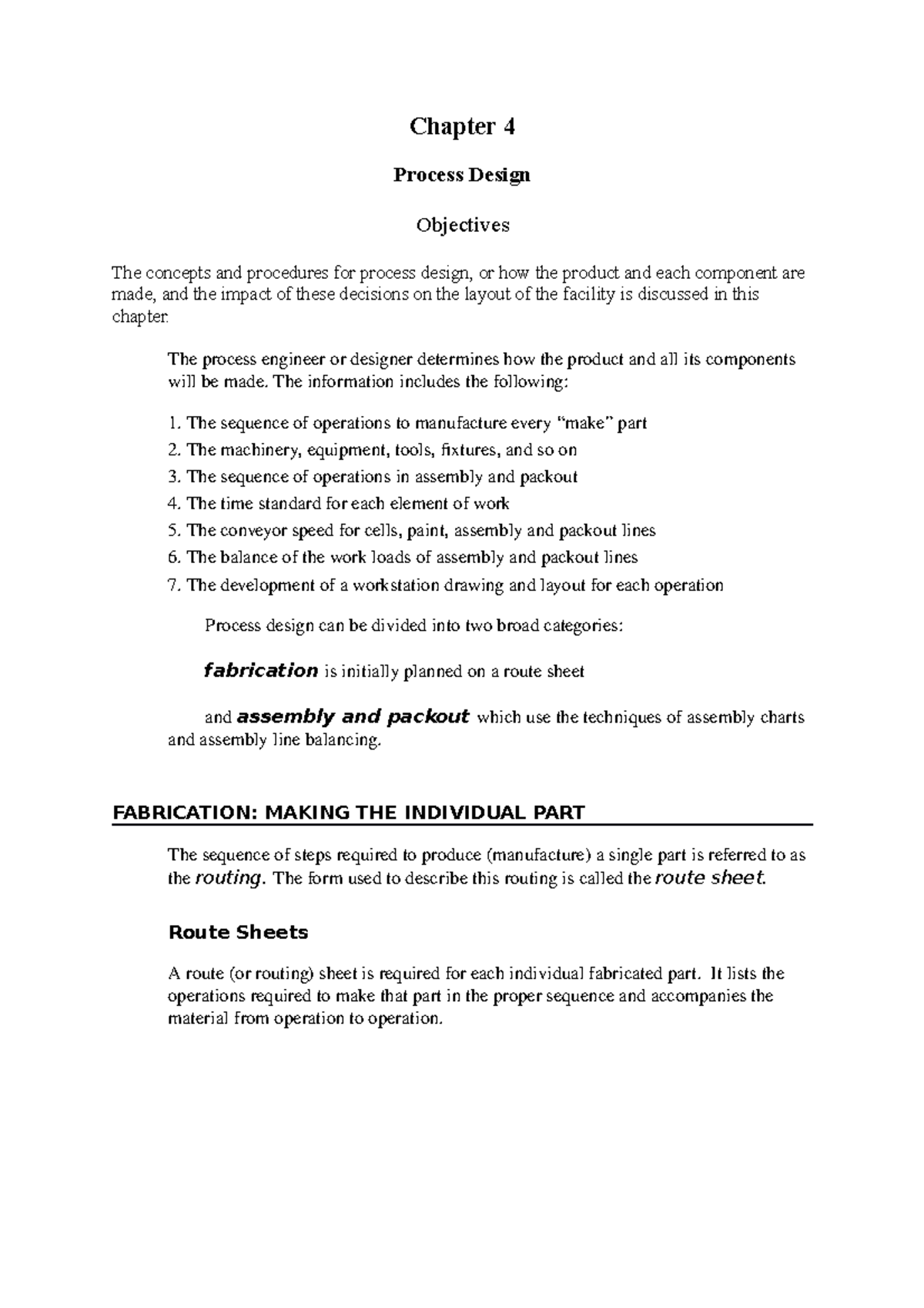 Chapter 4 - Chapter 4 Process Design Objectives The concepts and ...