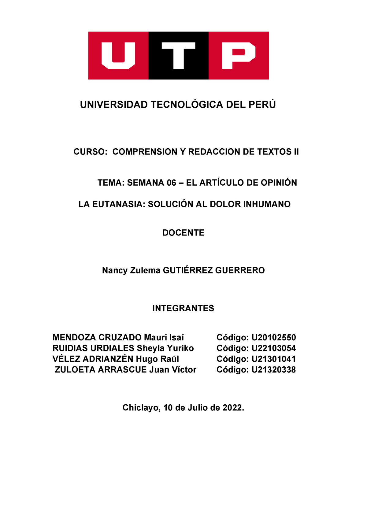 Trabajo Grupal - Ayuda Academica - UNIVERSIDAD TECNOL”GICA DEL PER ...