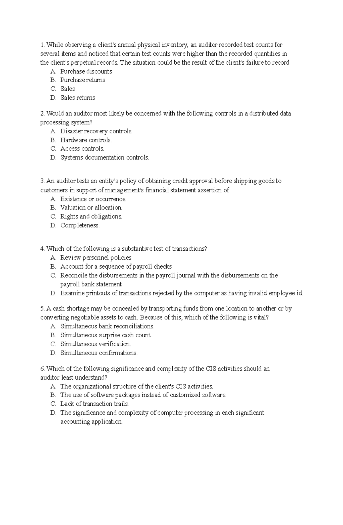 Questionaire-AT- Final - While observing a client's annual physical ...