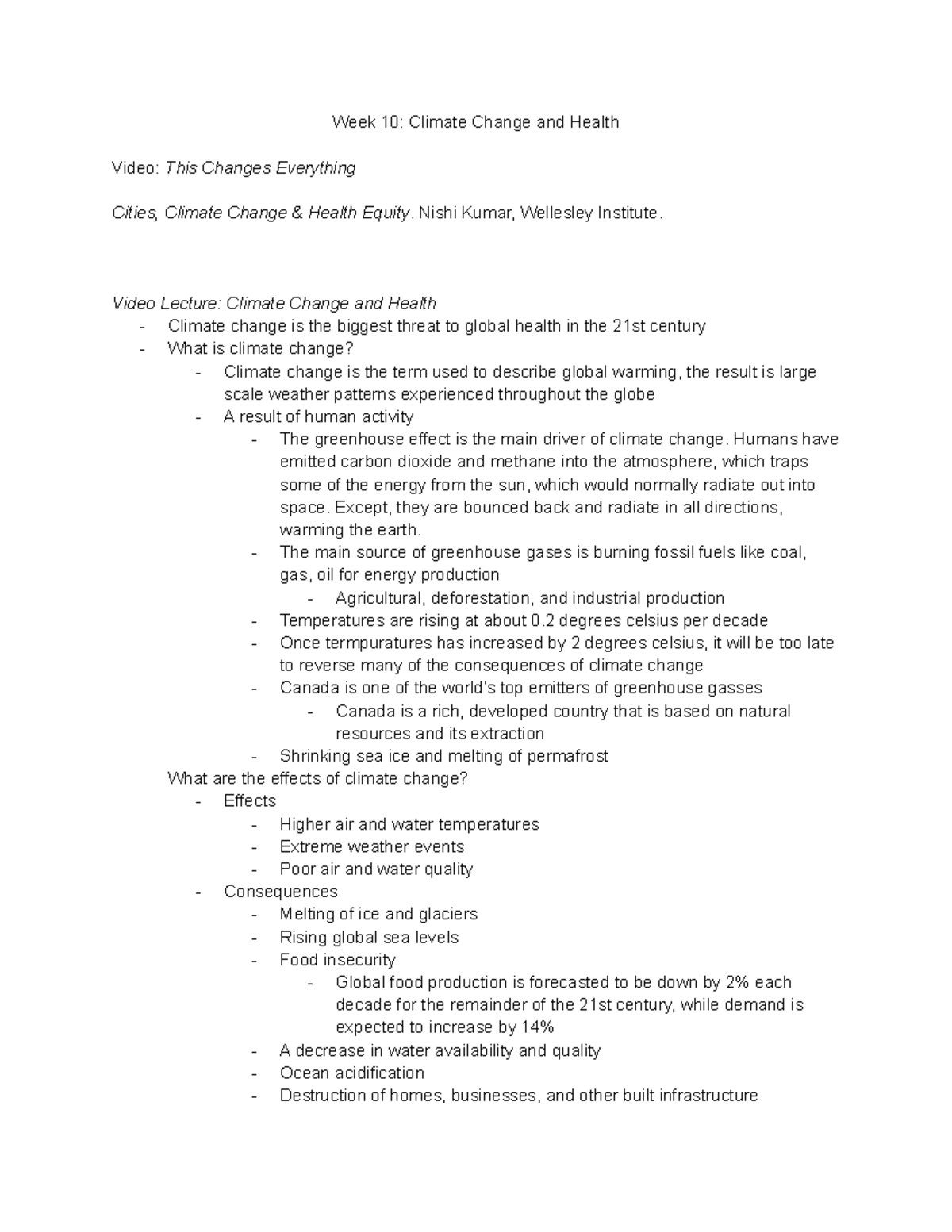 Week 10 Climate Change and Health - Week 10: Climate Change and Health ...