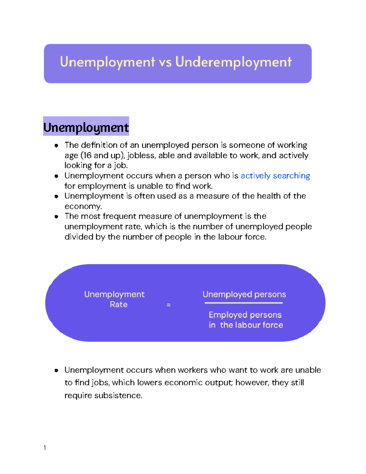 Unemployment Vs Underemployment - Unemployment The definition of an ...