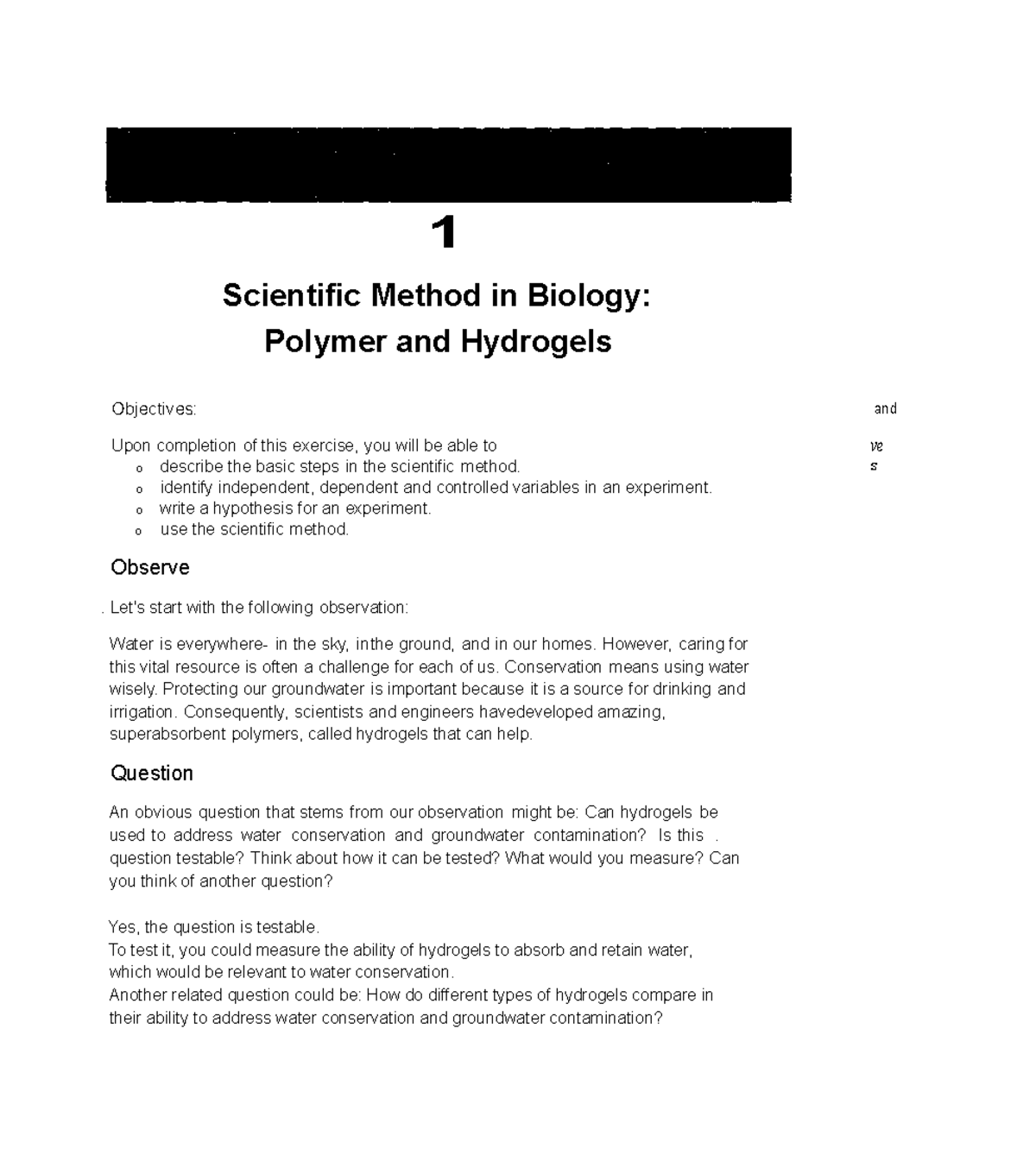 Pdf Bio 117 Lab Book (1) (1)-1 - 1 Scientific Method In Biology ...