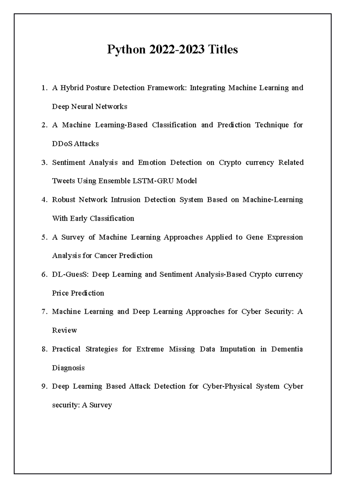 Python titles (2022-2023) - Python 2022-2023 Titles A Hybrid Posture ...