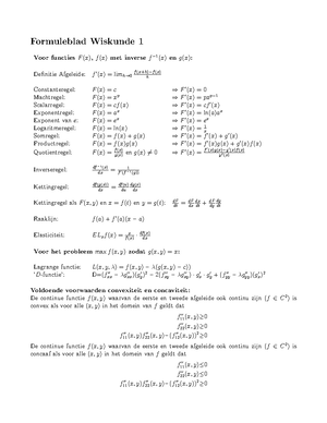 Formuleblad Inleiding Wiskunde - Formuleblad Inleiding Wiskunde Abc ...