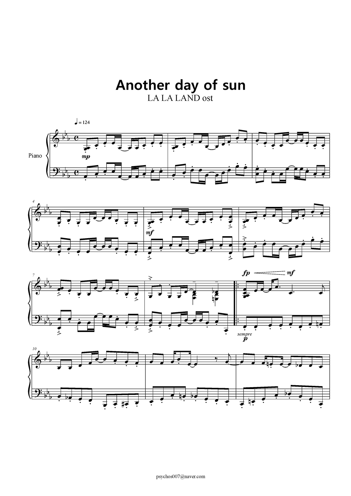 Another+day+of+sun(Piano+solo) - & ? B B B B B B C C Piano œ œ . œ . œ ...