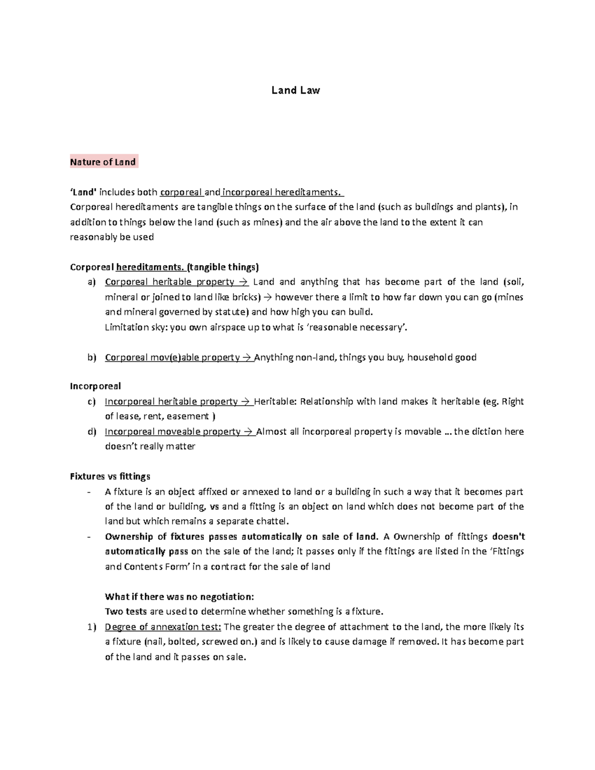 Land Law (studoc) - Land Law From Barbri Lectures - Land Law Nature Of ...