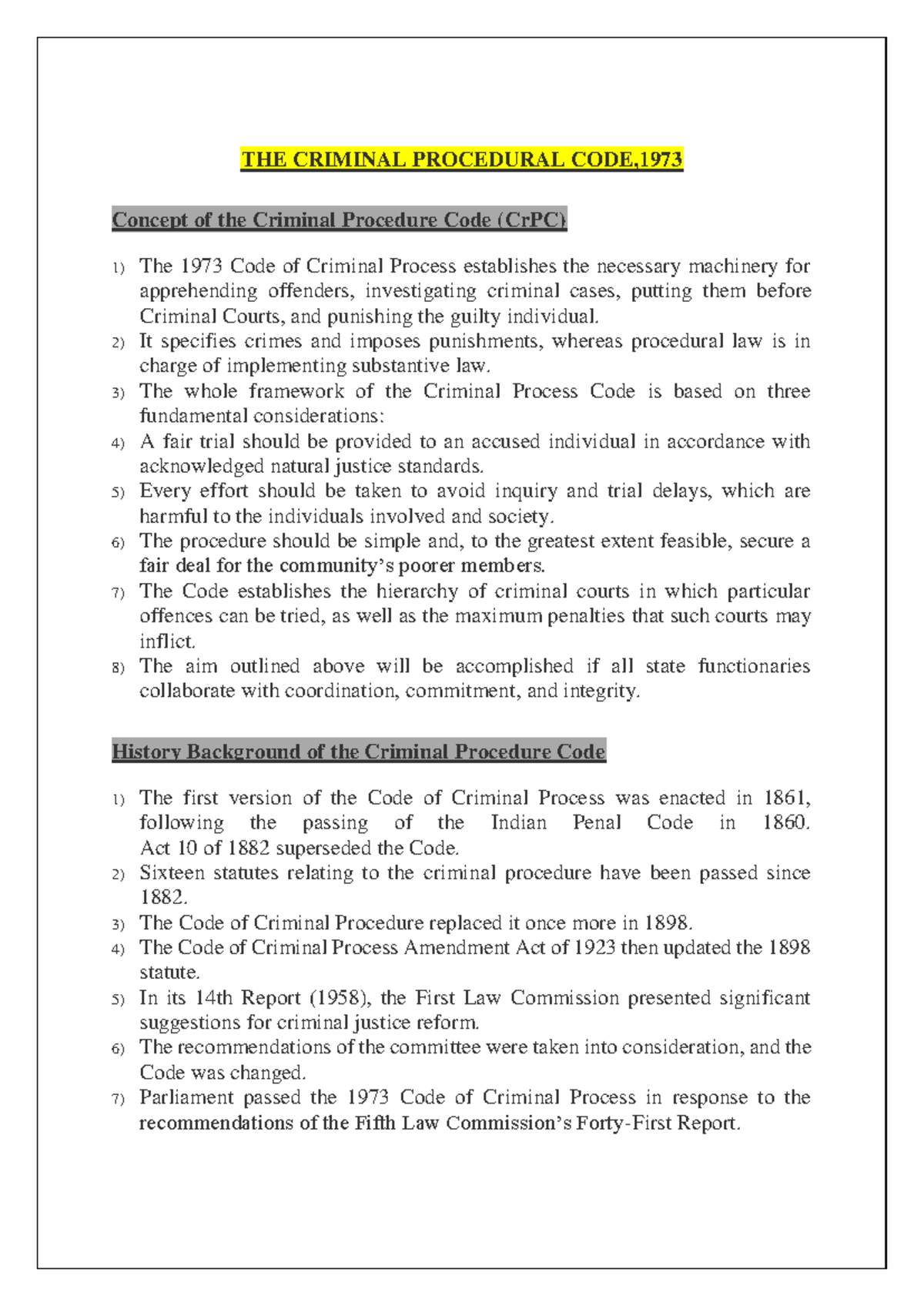 The criminal procedural code notes - THE CRIMINAL PROCEDURAL CODE ...
