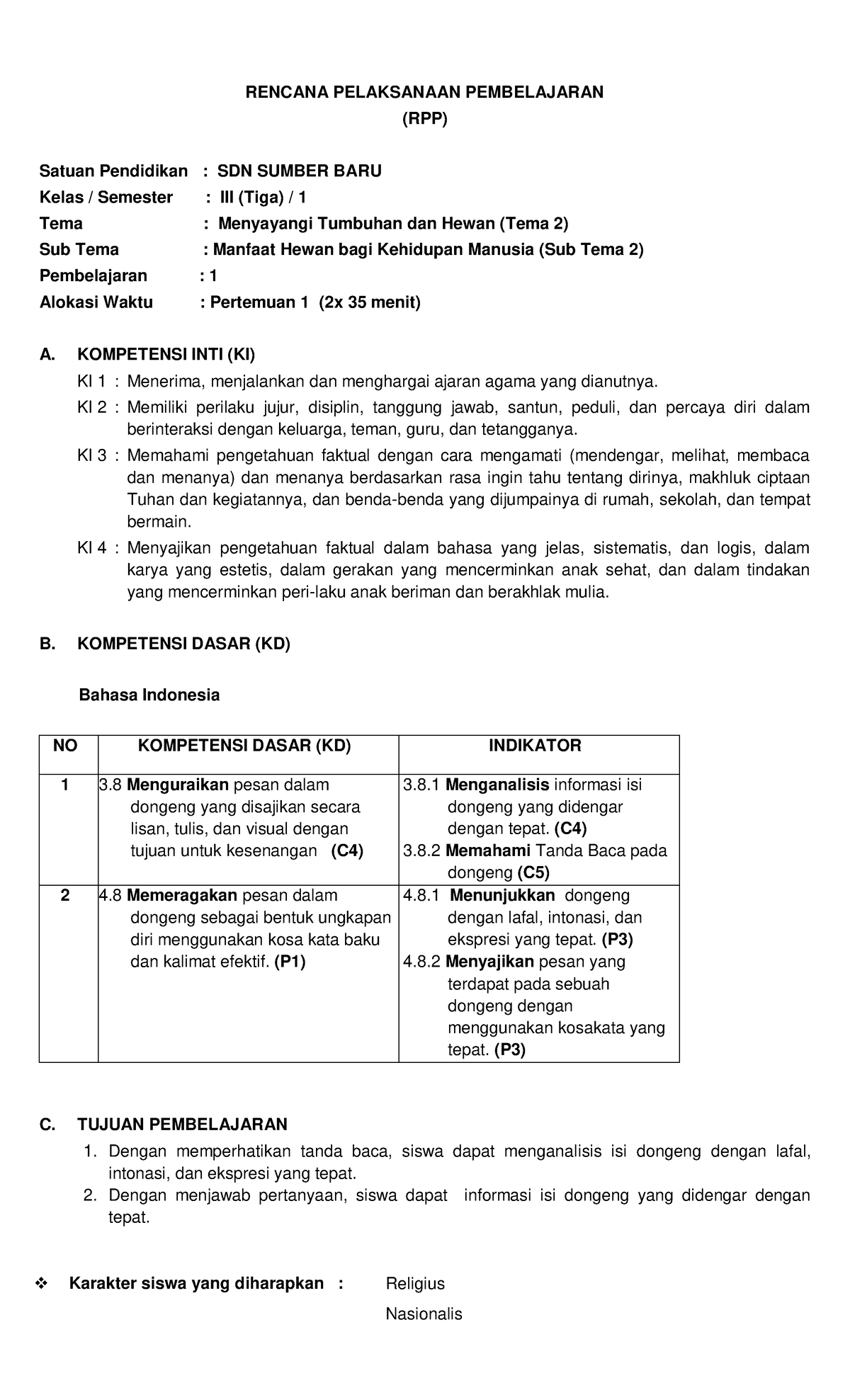 RPP B Indonesia Compressed - RENCANA PELAKSANAAN PEMBELAJARAN (RPP ...