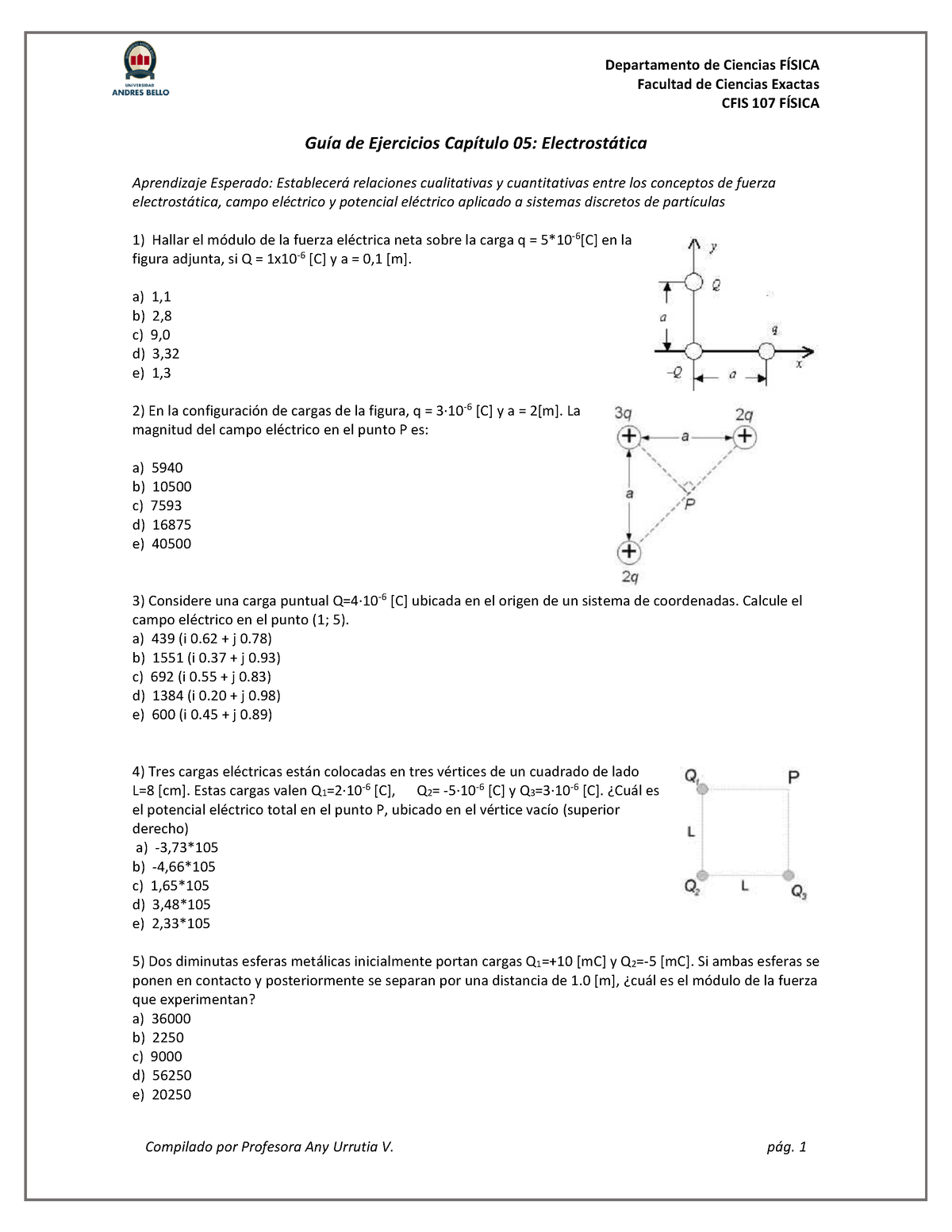 Guia De Ejercicios Cap 5 Electrostática 107 - Facultad De Ciencias ...