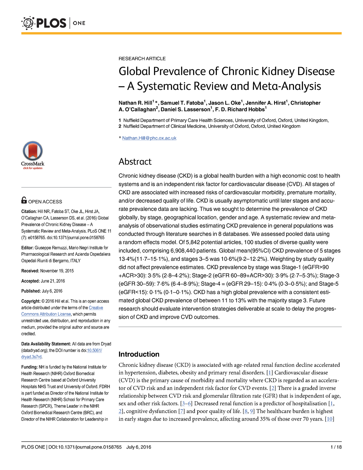 1. Prevaencia globa ERC - RESEARCH ARTICLE Global Prevalence of Chronic ...