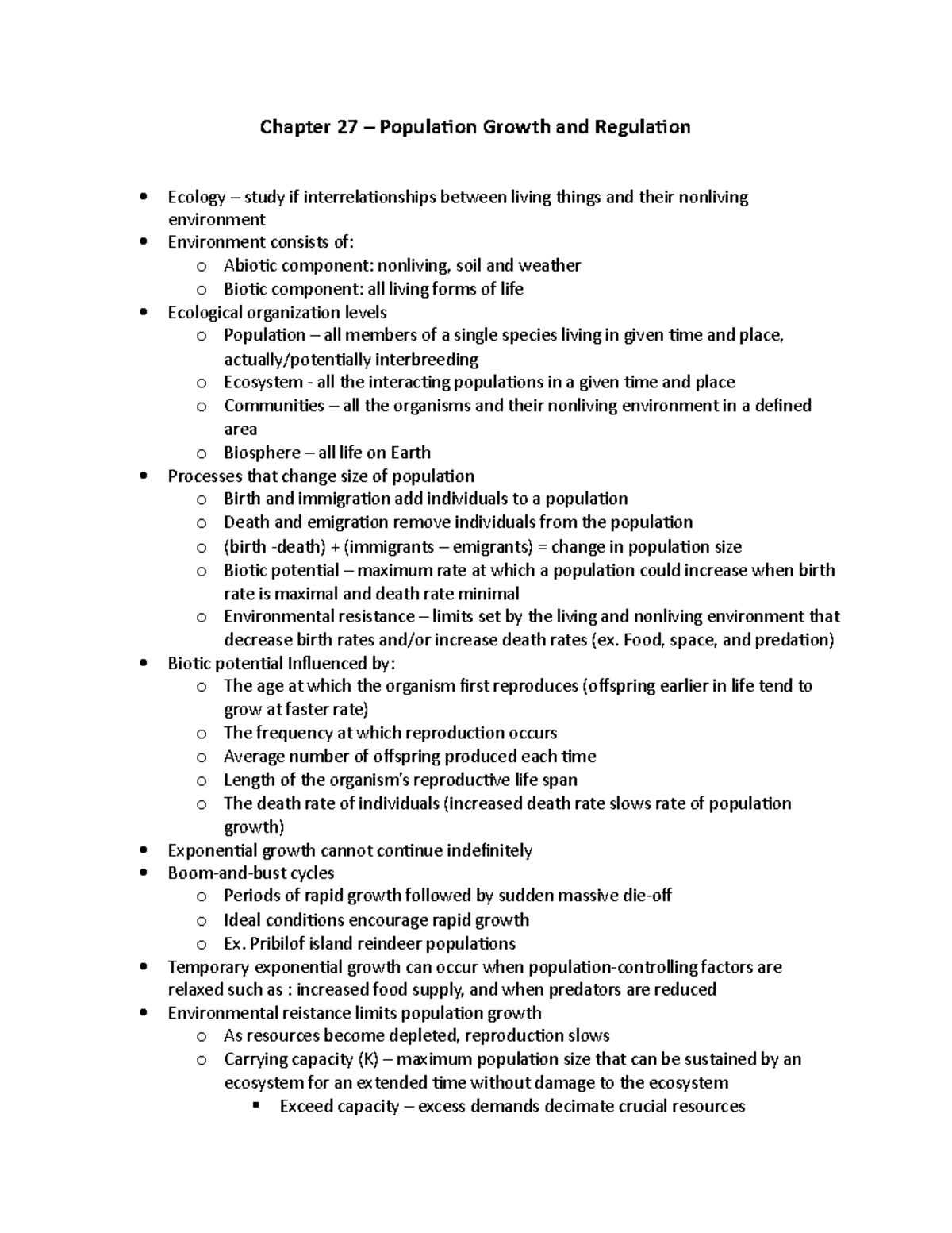 Chapter 27 - Population Growth And Regulation - Chapter 27 – Population ...