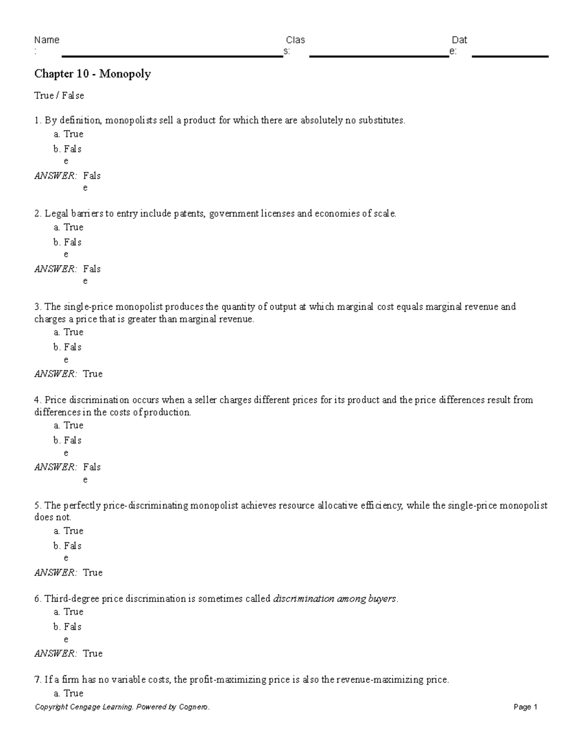 Chapter 10 Monopoly - Lecture notes 1 - : s: e: Chapter 10 - Monopoly ...