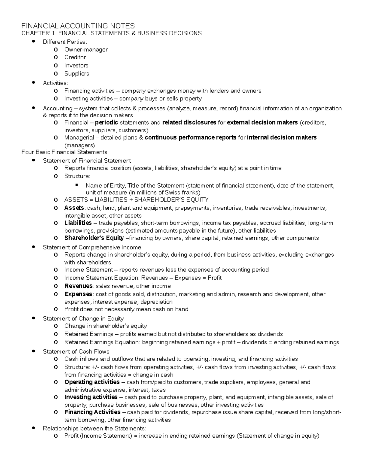 Financial Accounting Notes-1 - FINANCIAL ACCOUNTING NOTES CHAPTER 1 ...