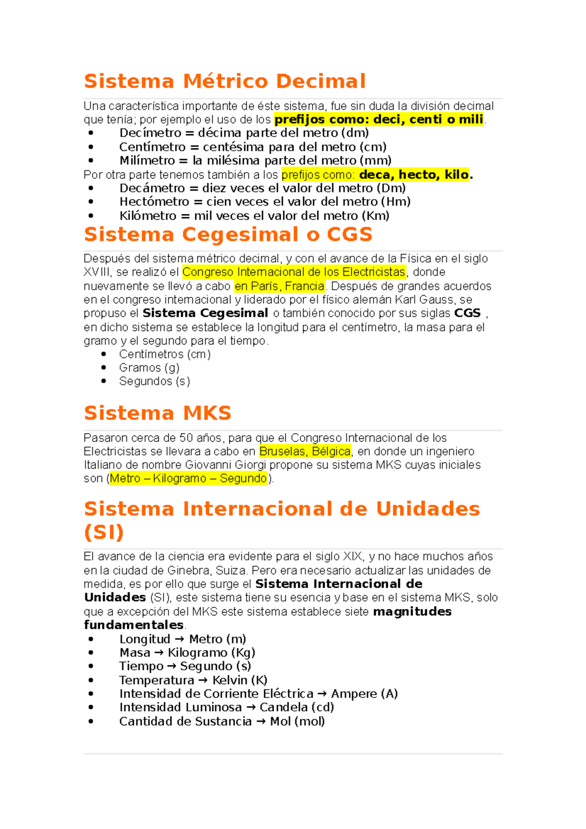 Factores De Conversion Sistema Métrico Decimal Una Característica Importante De éste Sistema