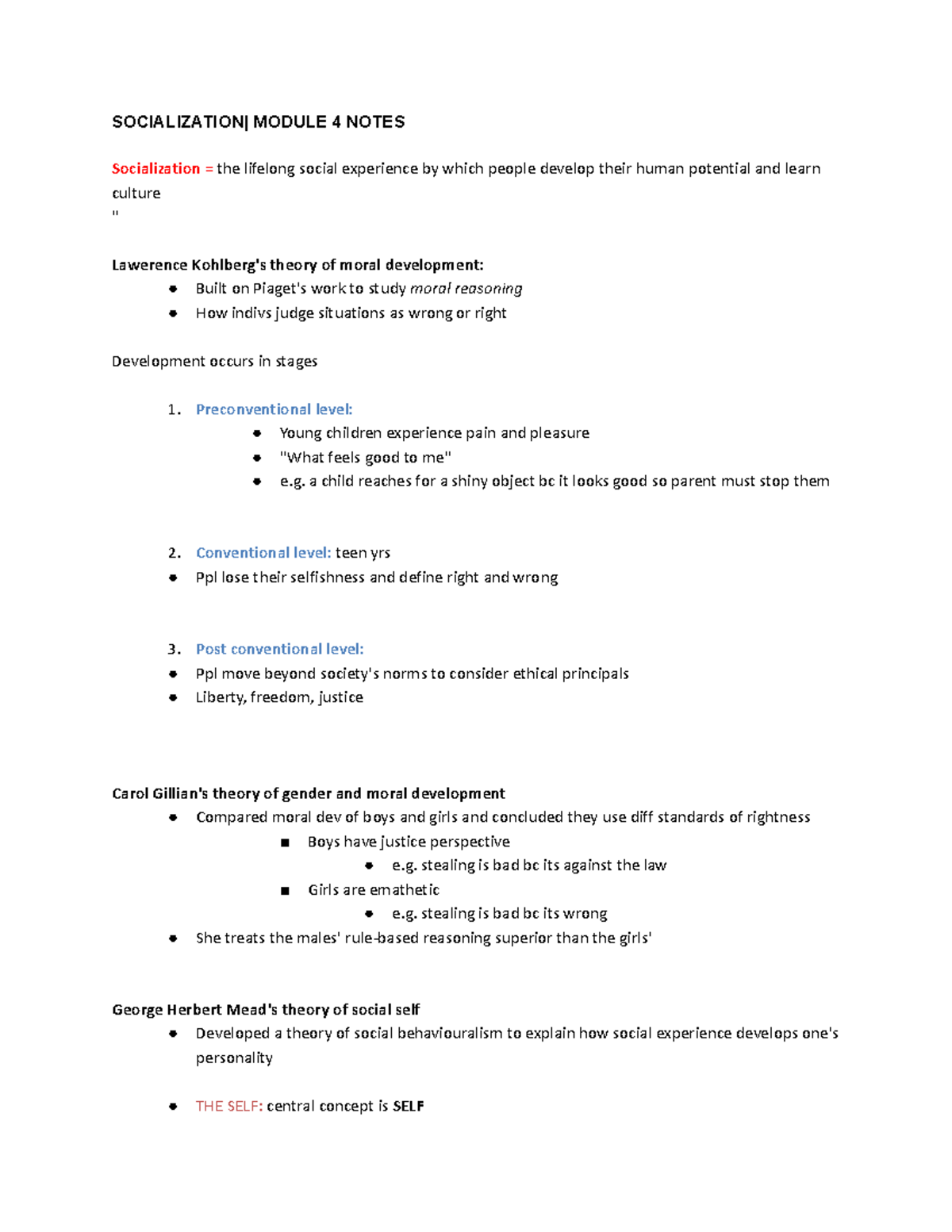 Sociol, 1Z03 - Module 4 Notes - SOCIALIZATION| MODULE 4 NOTES ...