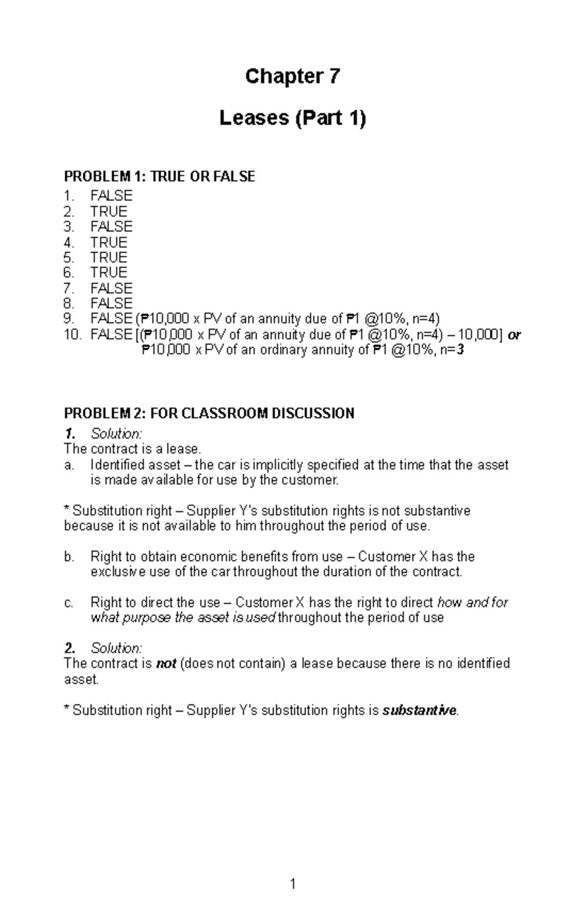 Chapter 7 Leases PART 1 - Financial Accounting & Reporting ...