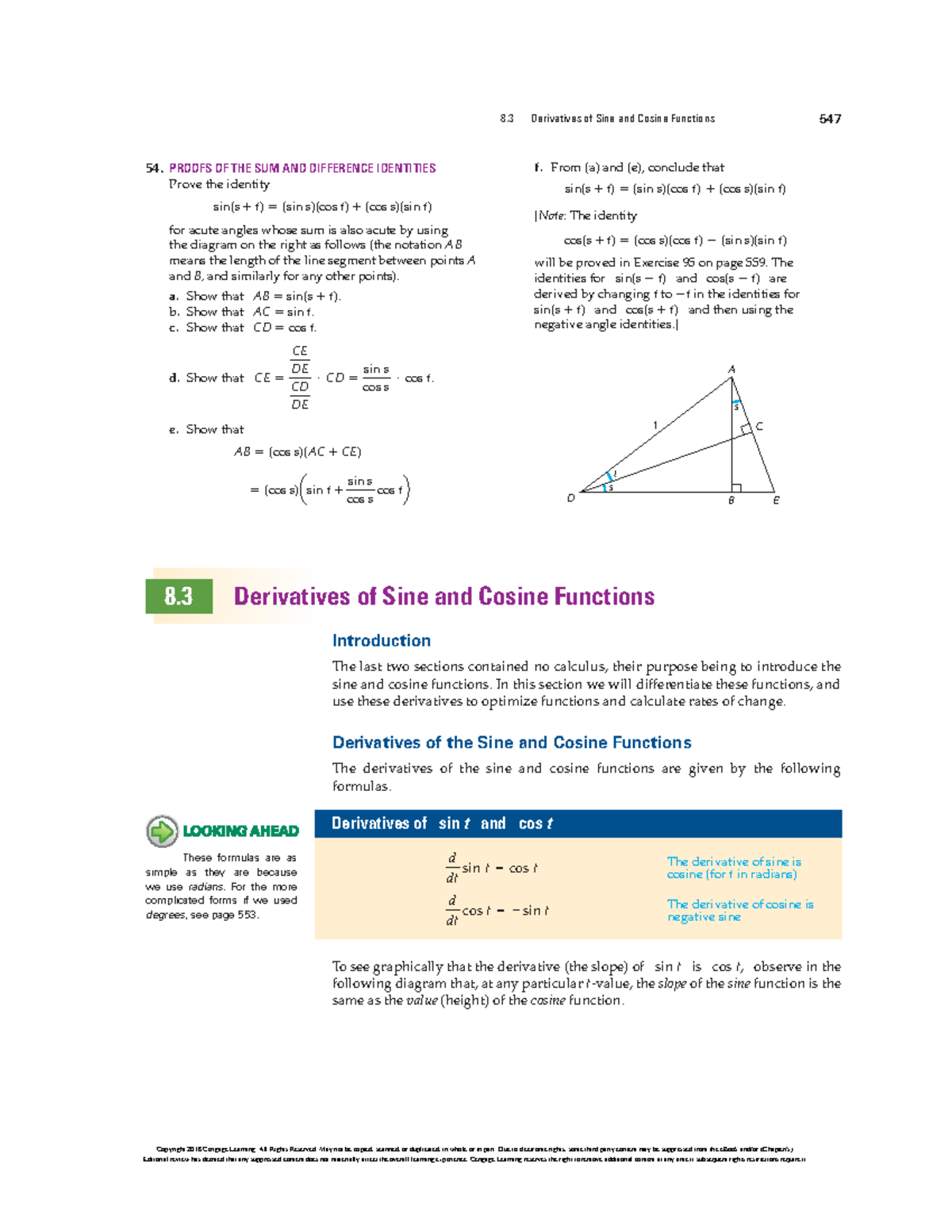 8 3 Derivatives Of Sine And Cosine Functions Proofs Of The Sum And Difference Identities Prove