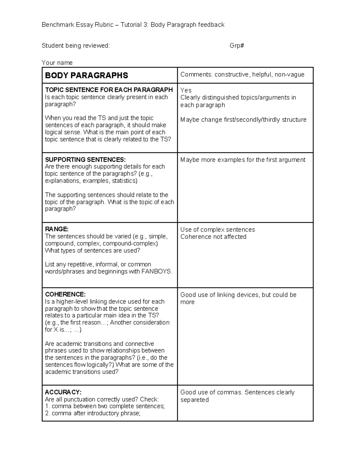 AEIB 2023-Tut3-Benchmark Peer Review-Main Body Para - Benchmark Essay ...