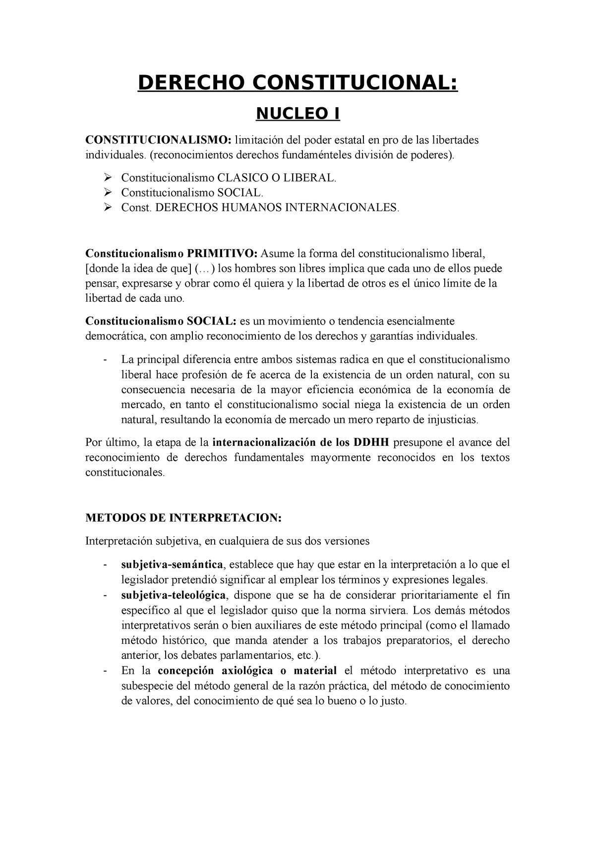 Derecho Constitucional Resumen - DERECHO CONSTITUCIONAL: NUCLEO I ...