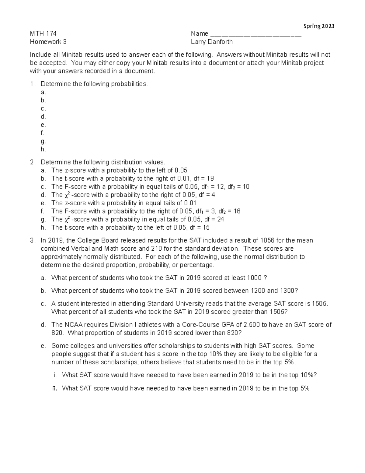 Homework 3(1) - math - Spring 2023 MTH 174 Name ...