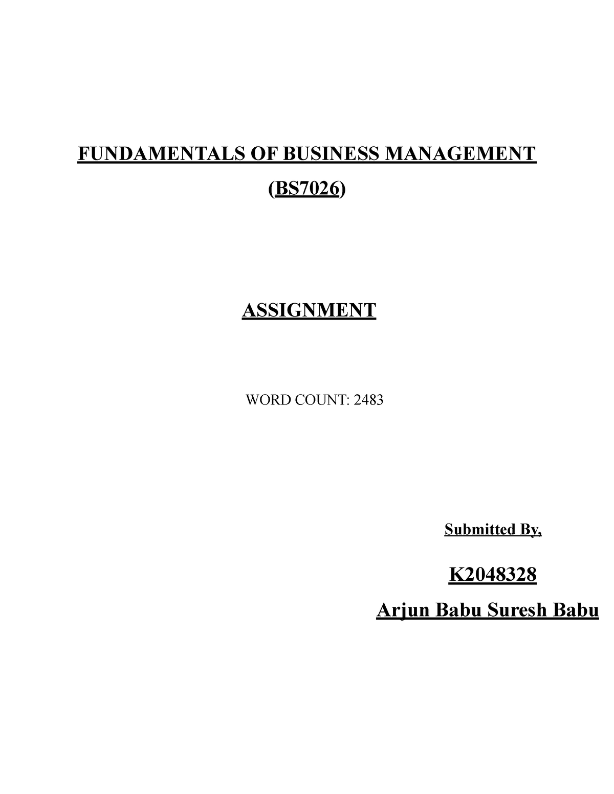 business fundamentals assignment