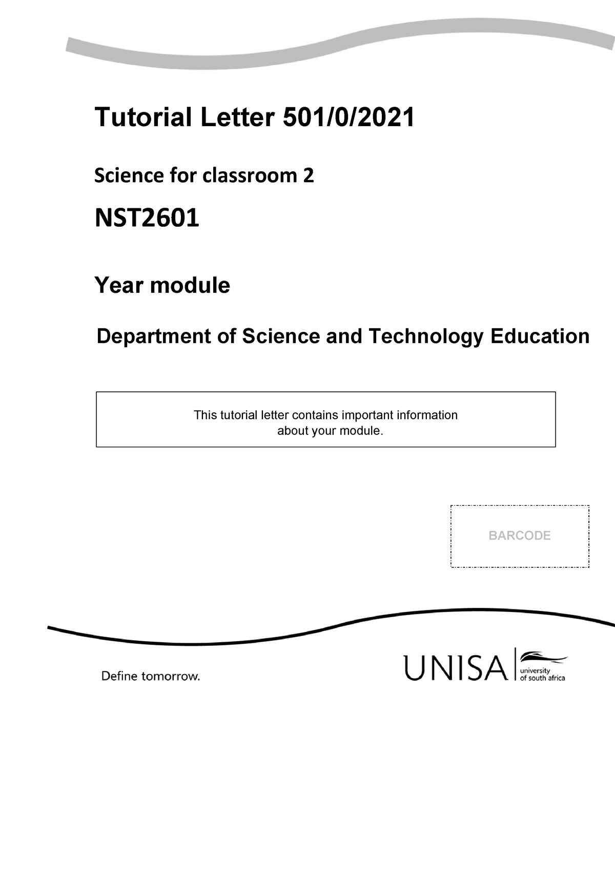 001 2021 4 B - Natural Science And Technology - Tutorial Letter 501/0 ...