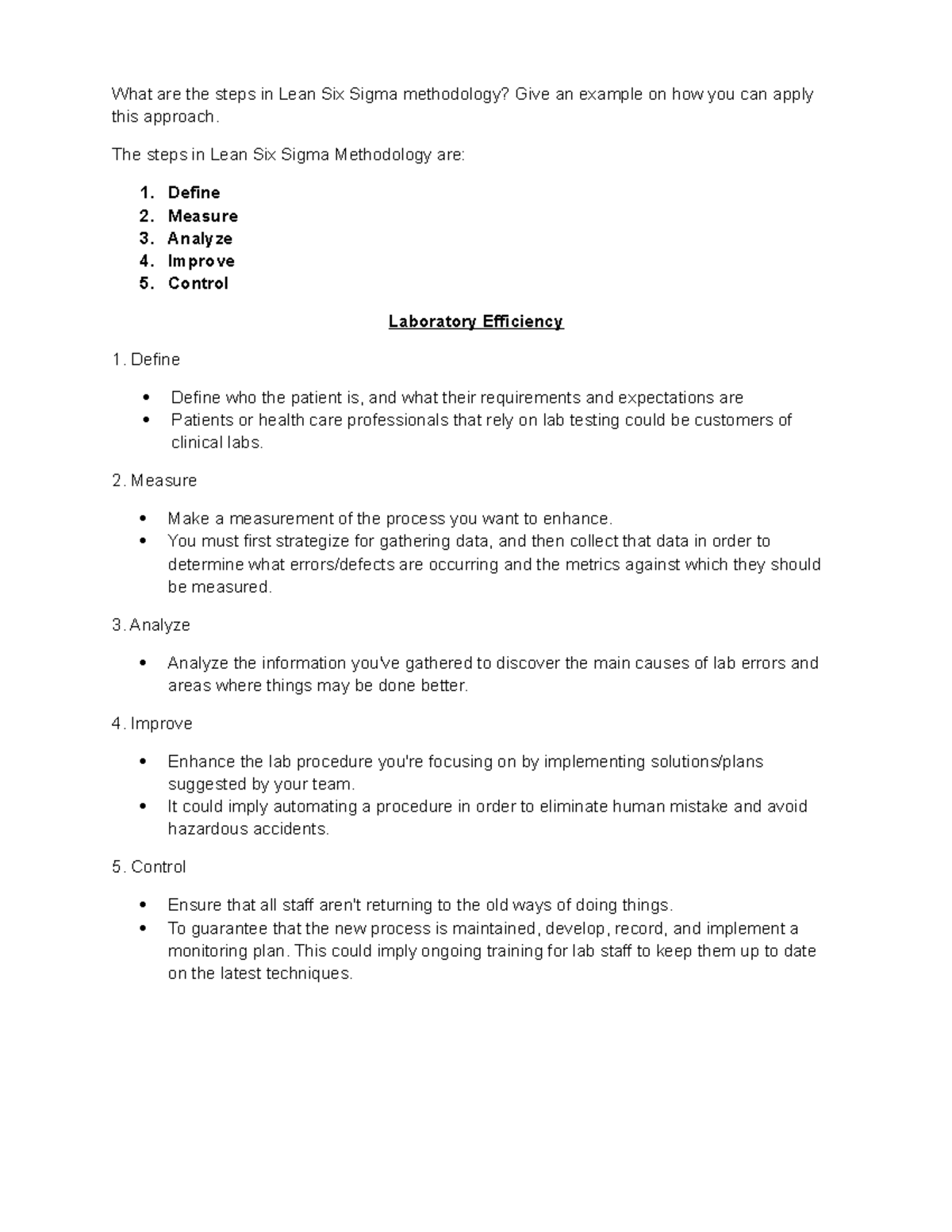 5 - About Laboratory Efficiency - What are the steps in Lean Six Sigma ...