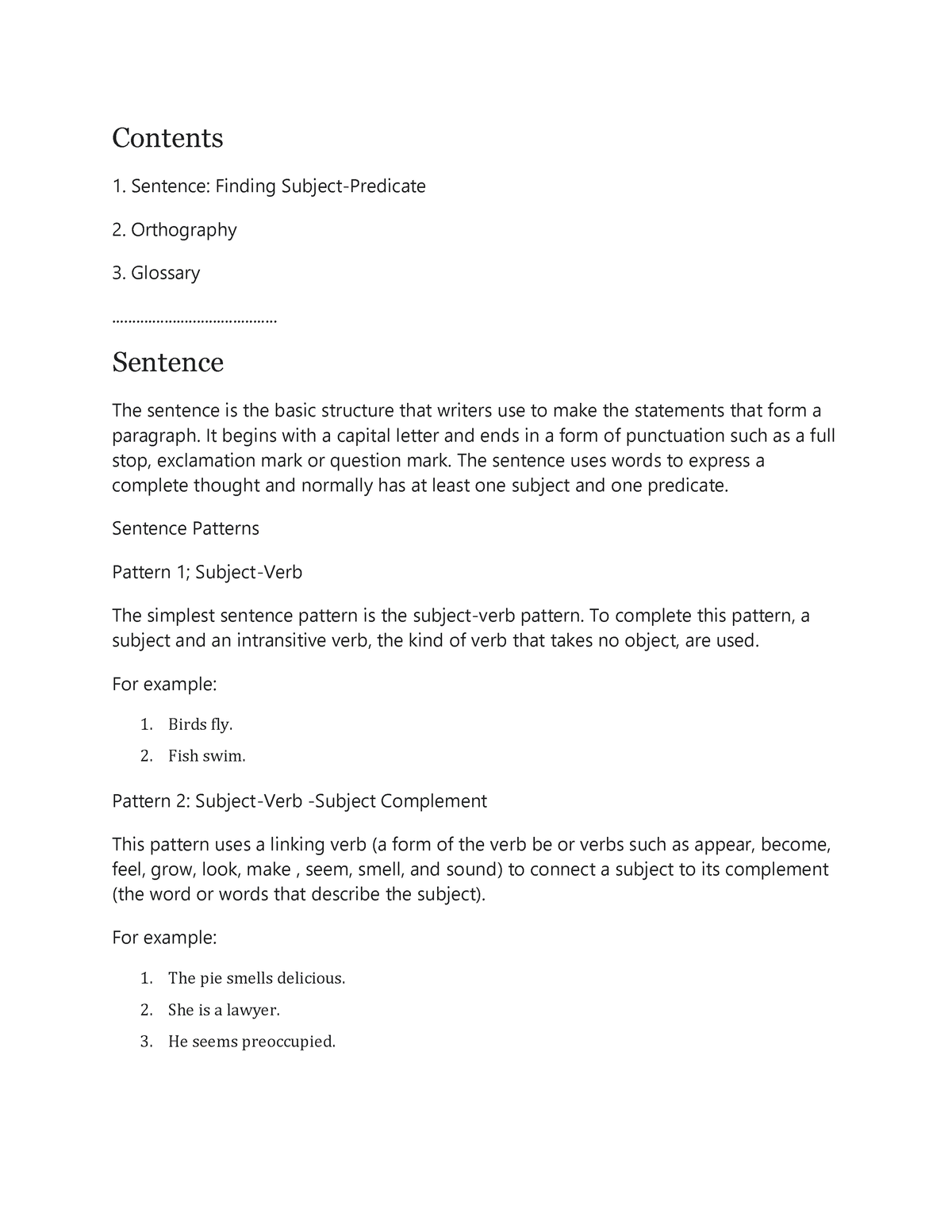 English Grammar Part 2 - Life cycle of organisation - Contents Sentence ...